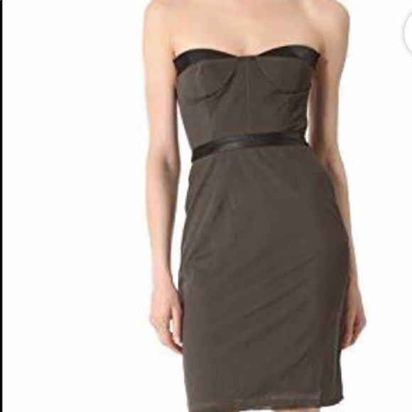 Blanquette Label grey mesh strapless dress with lamb leather detail - Picture 3 of 16